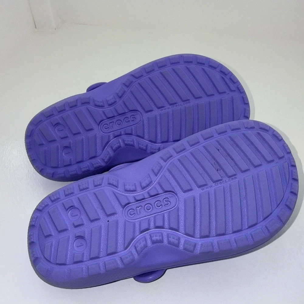 Crocs Classic Lined Clogs Kids J1 Purple Fleece Winter Slip On Comfort Shoes